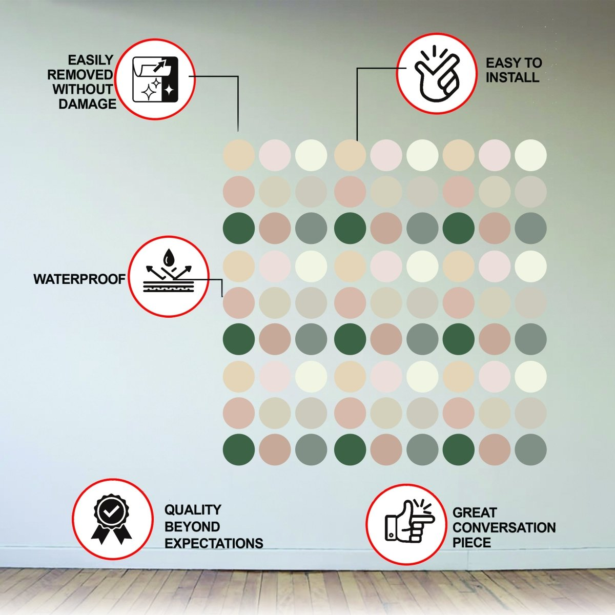 Neutral Boho Circle Wall Decals – Premium Removable Vinyl Dot Stickers for Kids Rooms & Modern Interiors