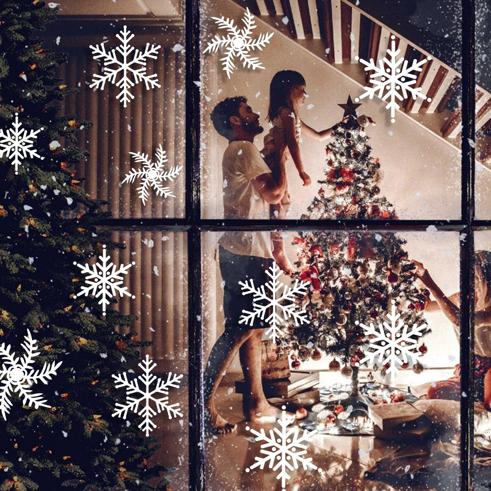 Peel and Stick Window Decals – Snowflake Vinyl Stickers for Winter Decor