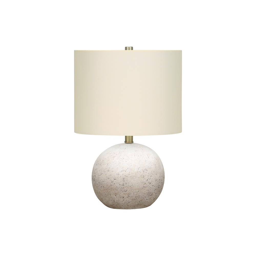 20" Table Lamp – Grey Concrete Base with Ivory/Cream Linen Shade, Contemporary Design