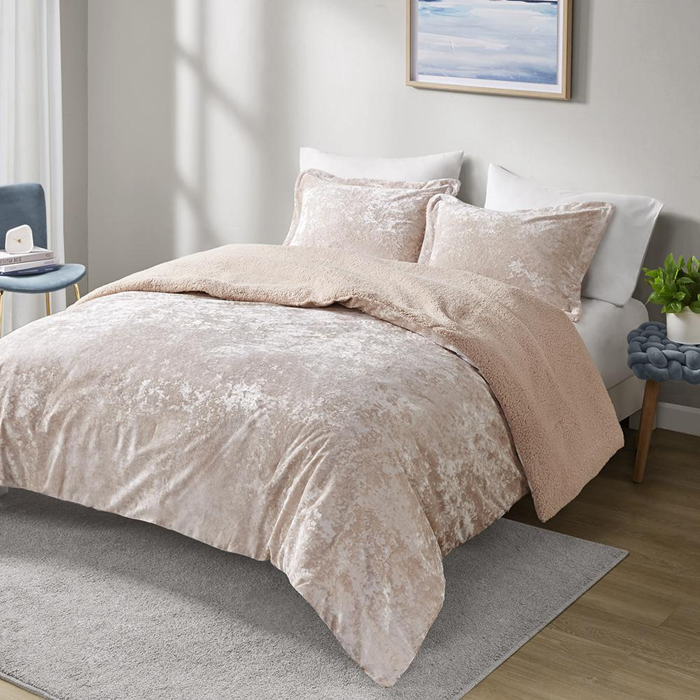Crushed Velvet Sherpa Reversible Comforter Set