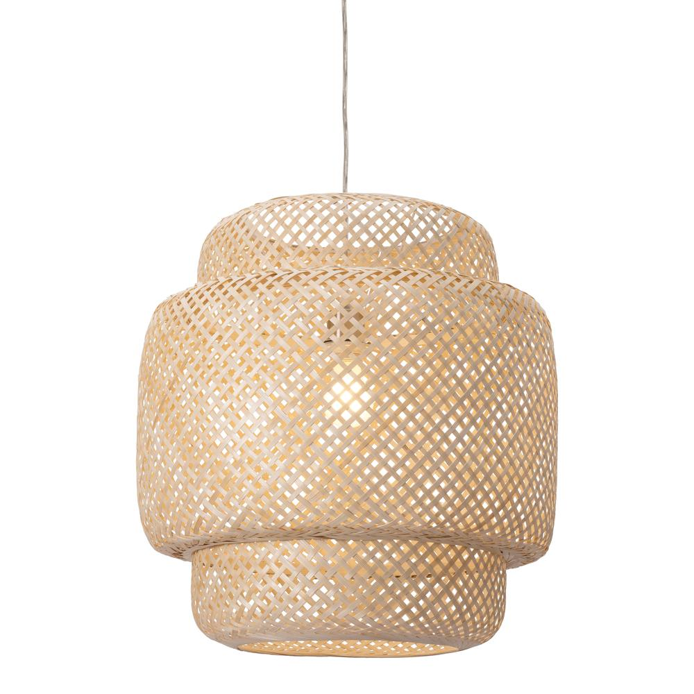 Finch Natural Ceiling Lamp with Woven Straw-Style Shade – Boho Chic Pendant Lighting