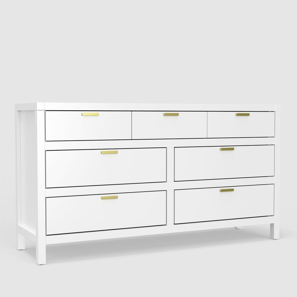Carmel Seven-Drawer Dresser with Felt-Lined Top Drawers, White Finish
