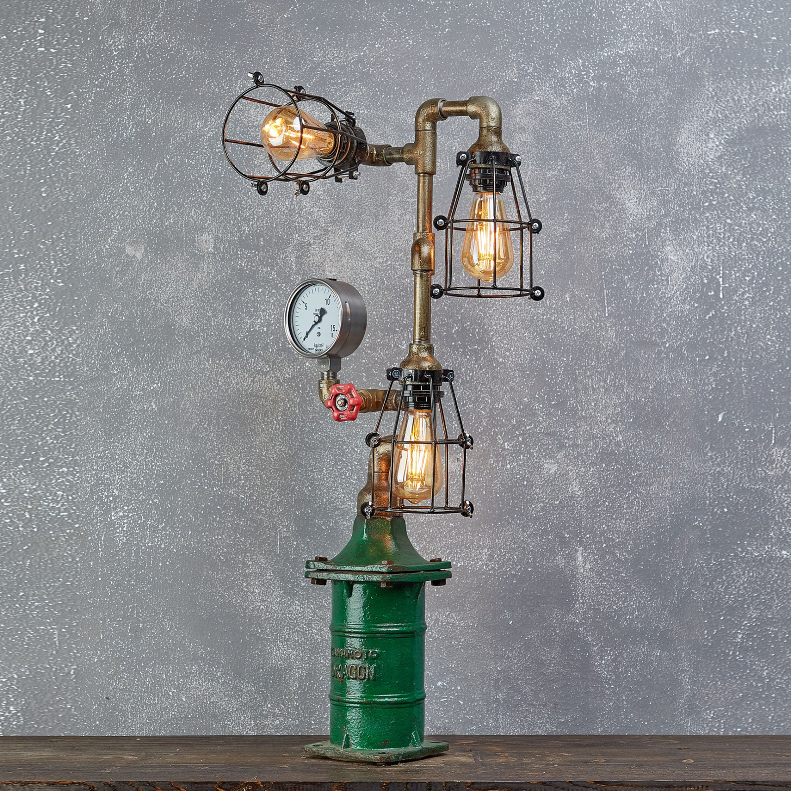 Steampunk Triple Dragon Body Table Lamp – Sculptural Fantasy Statement Lighting