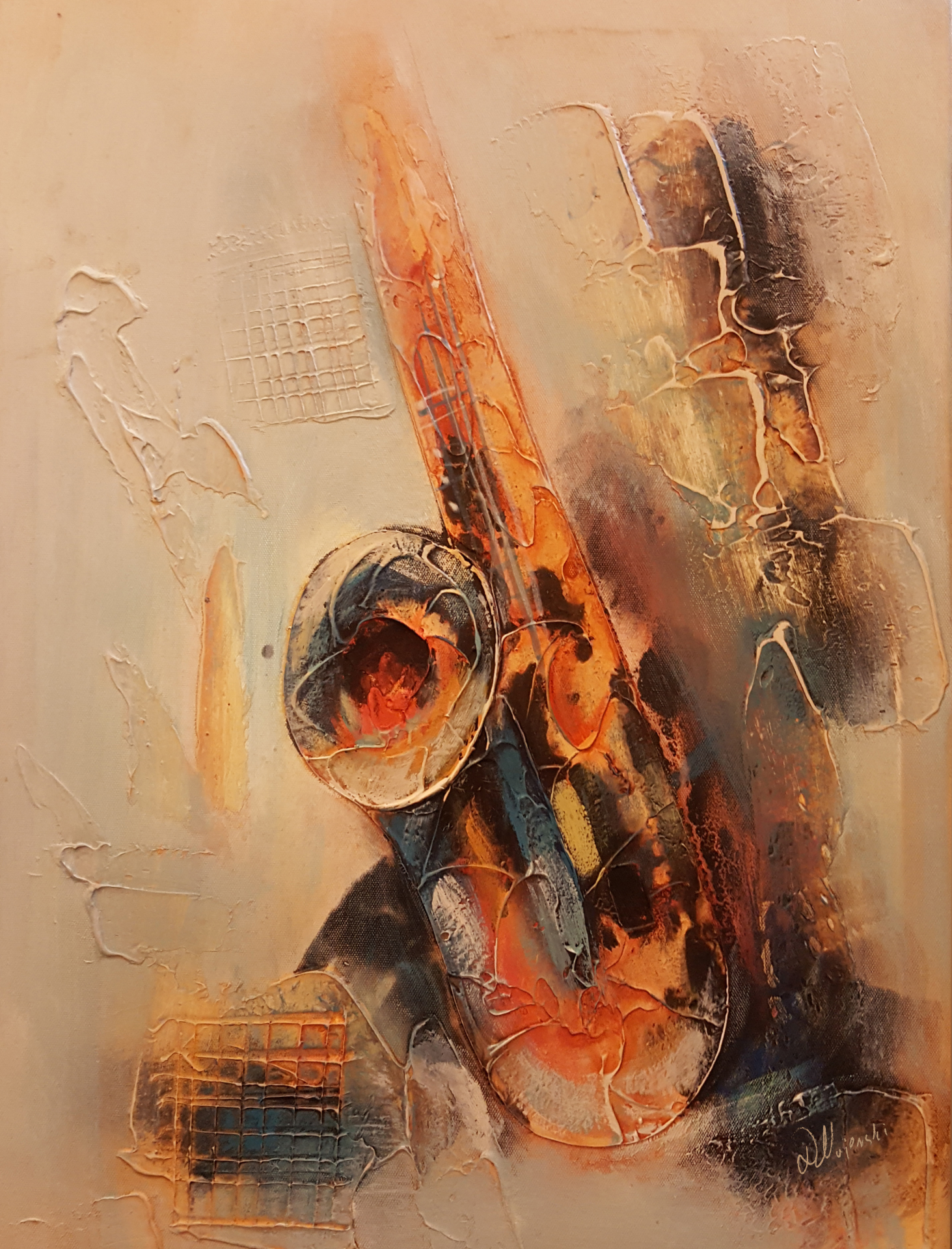 Artistic acrylic painting Jazz & Print on canvas on paper - Digital files