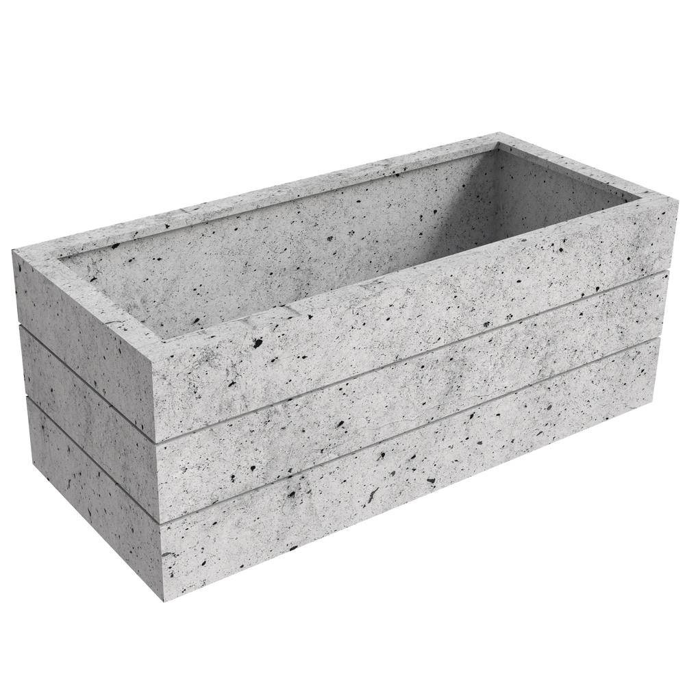 Oasis Series Rectangle Poly Stone Planter in White 15.7" x 13.8" 35.8 Long
