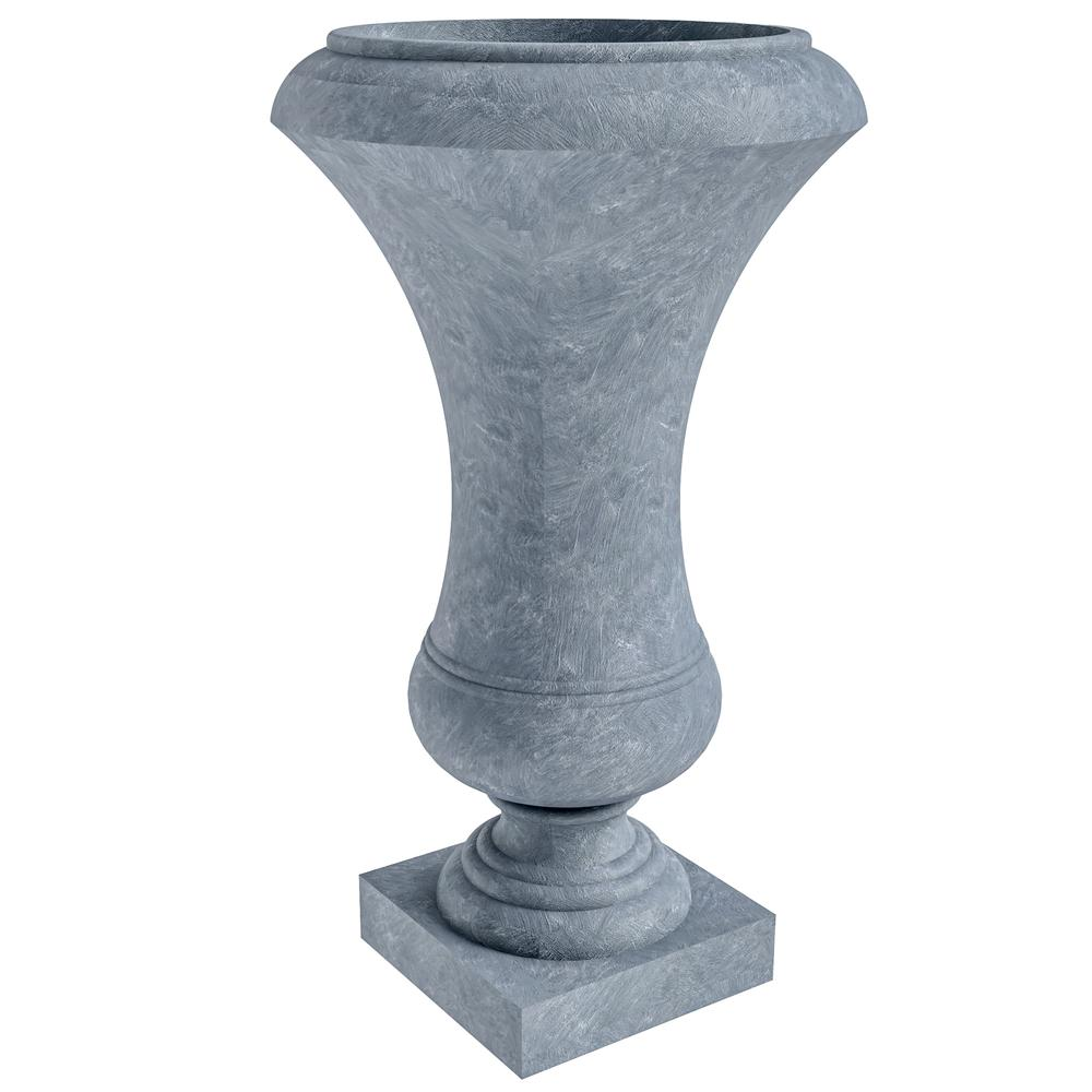 Daisy Series Poly Fiber Stone Planter in Aged Concrete, 14 Dia, 24.8 High