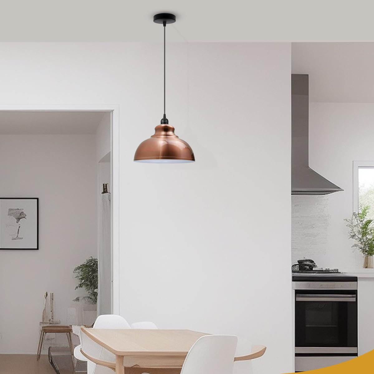 Vintage Loft Copper Pendant Light with Metal Lampshade – Retro Industrial Ceiling Lighting