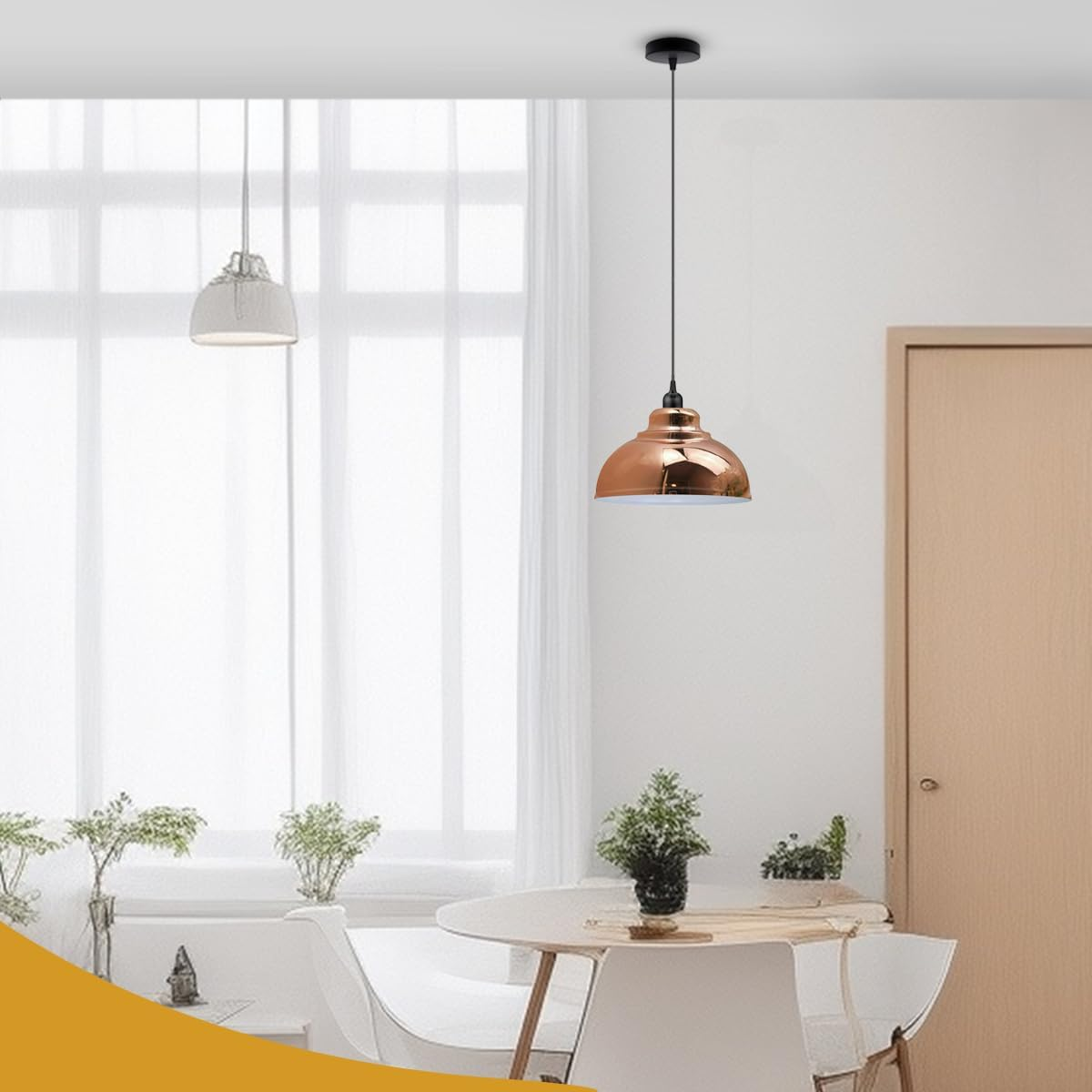 Vintage Rose Gold Loft Pendant Light – Metal Retro Ceiling Lamp (E26)