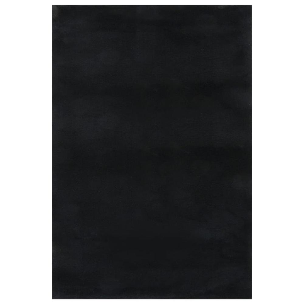 Rug Black 100% Polyester 63" x 90.6" Non-slip Rug Rectangular