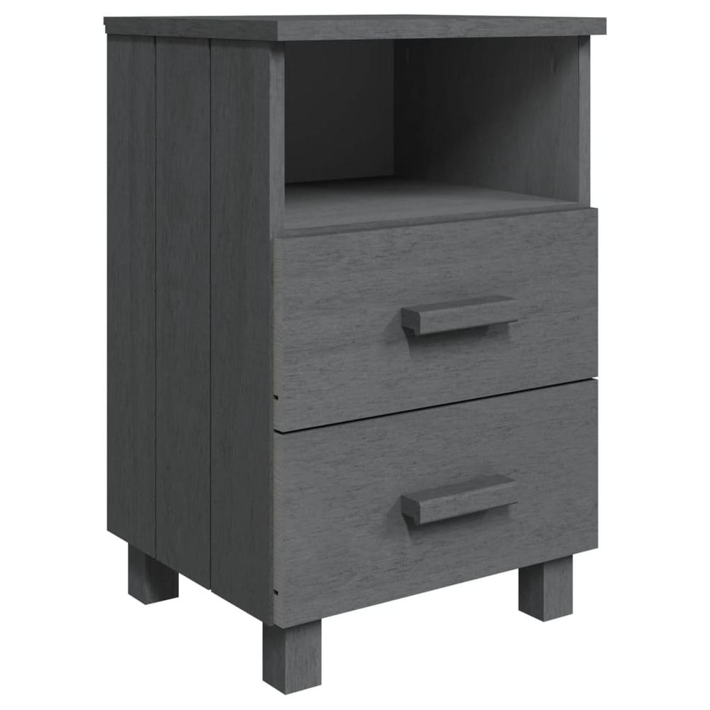 Bedside Cabinet Dark Grey Solid pine, MDF 15.7 x 13.8 x 24.4 in