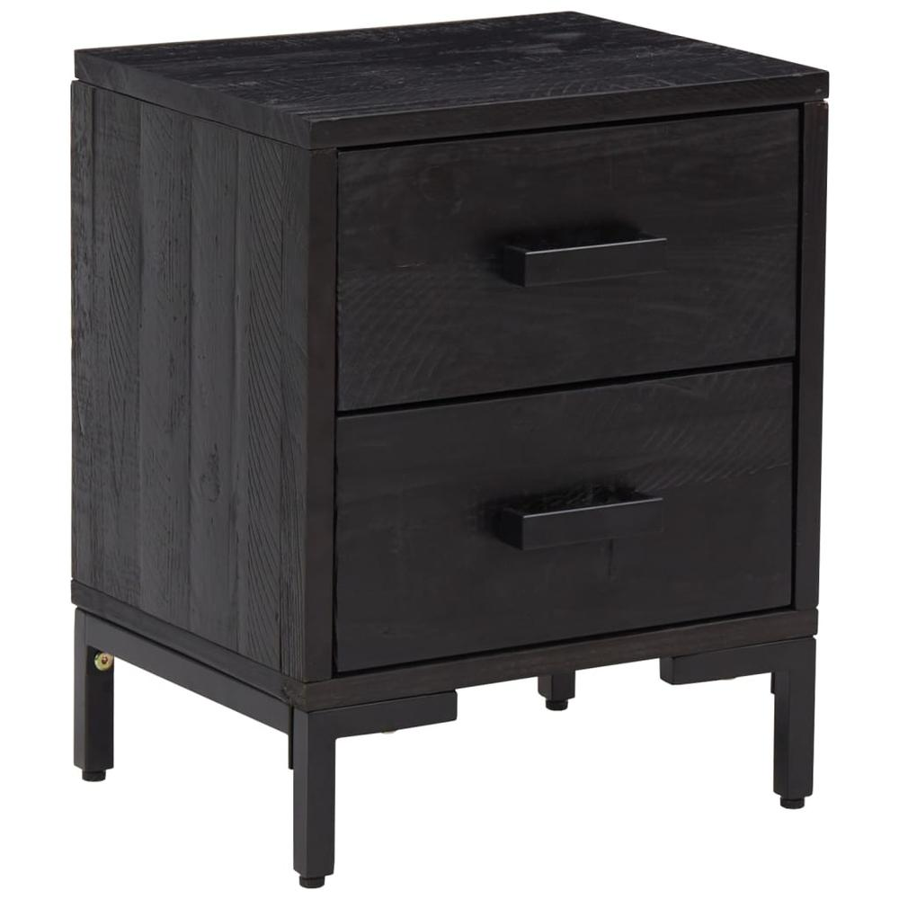 Bedside Cabinet Black Solid pinewood, engineered wood, metal Medium