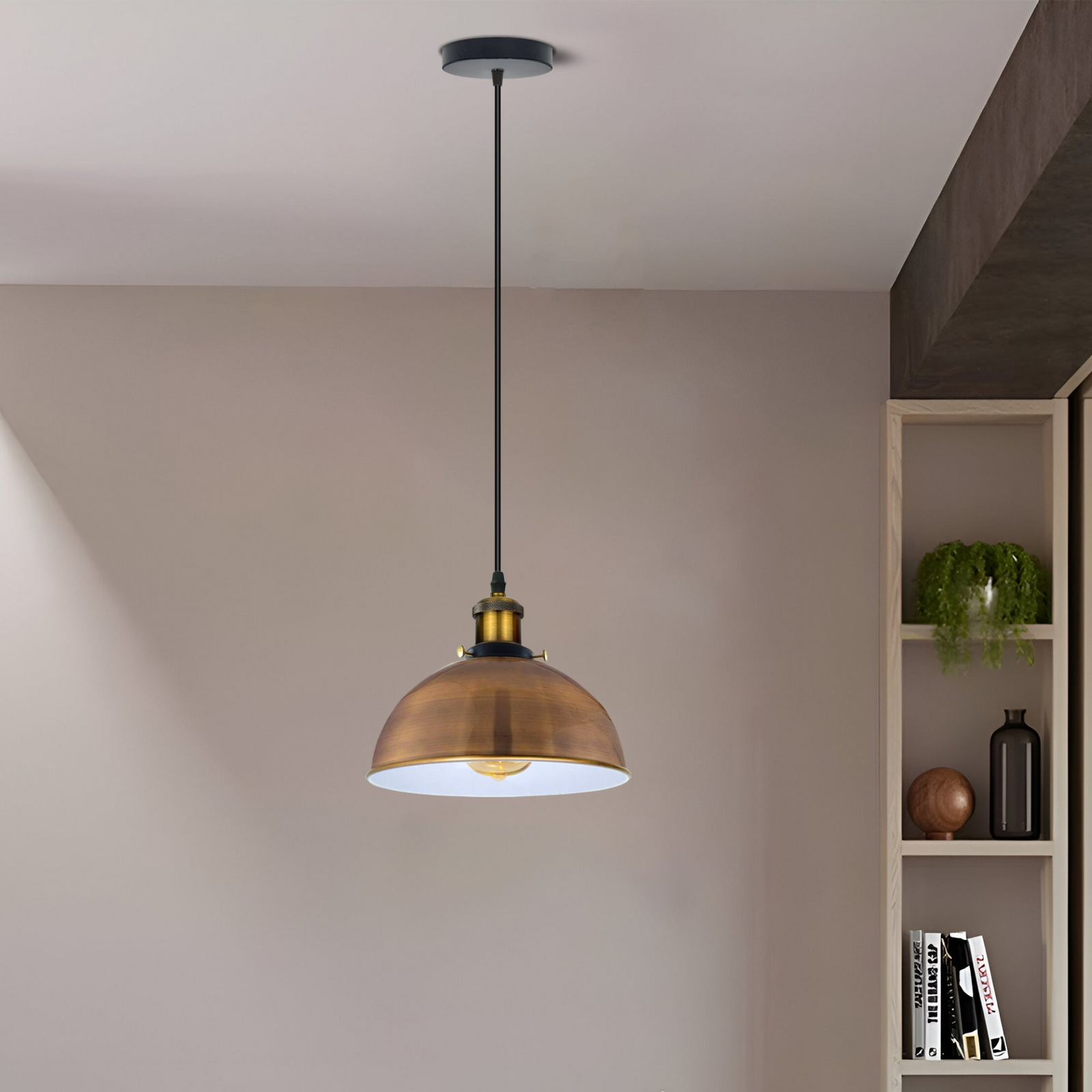 Vintage Modern Ceiling Pendant Light Metal Dome Shade Hanging Indoor Light Fitting With 95cm Adjustable Wire ~1856