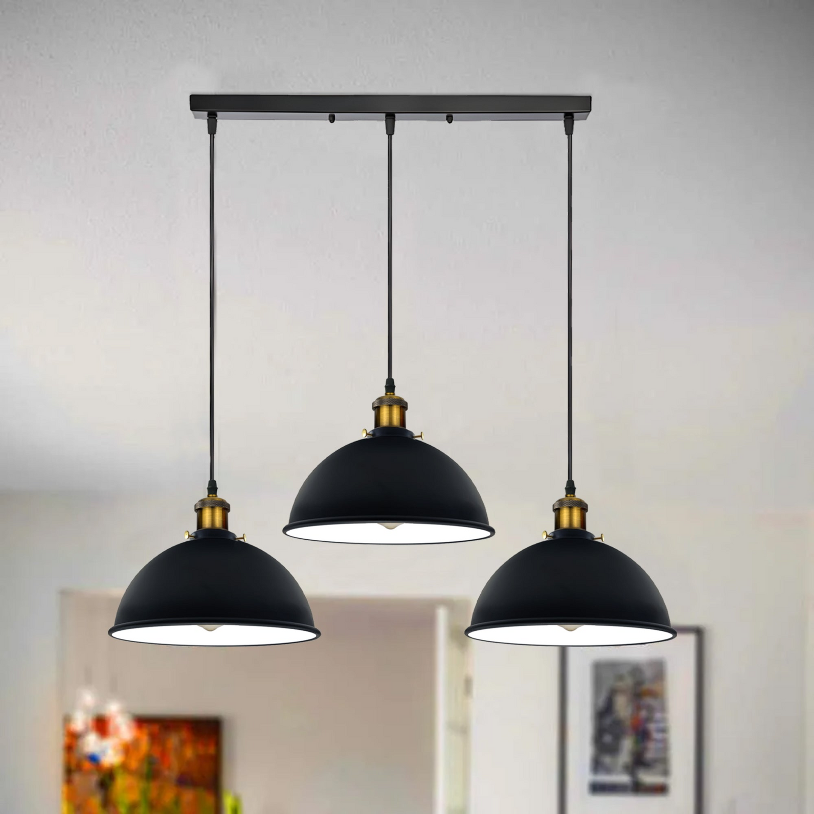 Vintage Industrial Black & White Pendant Ceiling Lamp – Loft-Style Retro Hanging Light