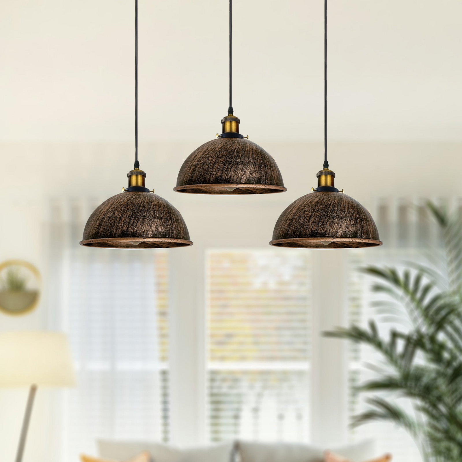 Vintage Industrial Brushed Copper Pendant Ceiling Lamp – Loft-Style Retro Hanging Light