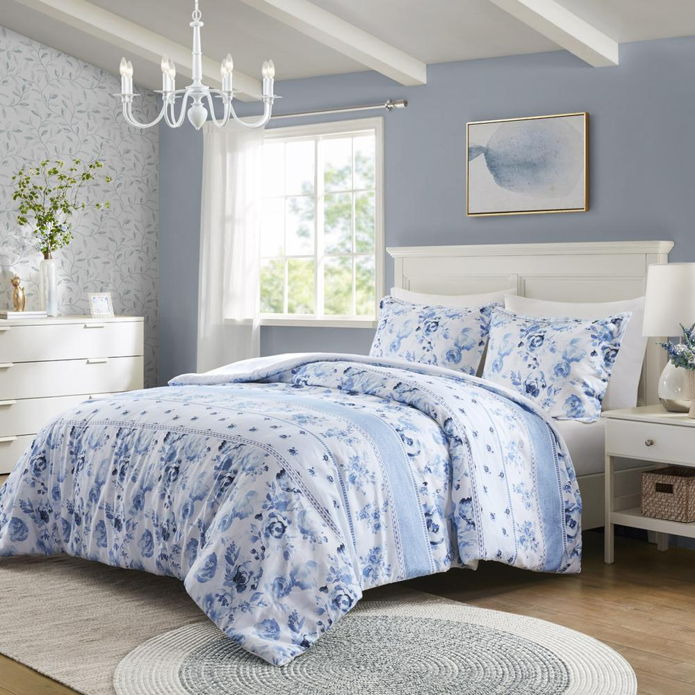 Floral Striped Duvet Cover Set