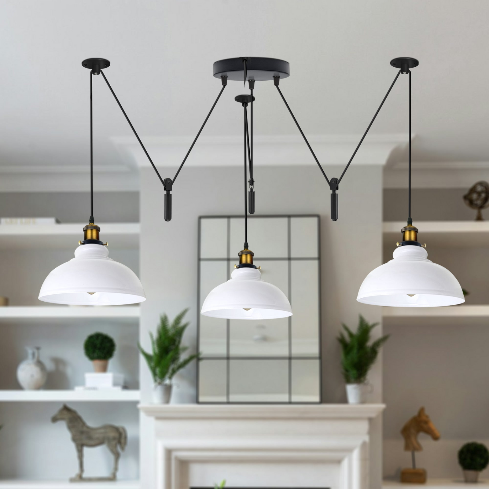 White Spider Hanging Ceiling Light ~ 1960
