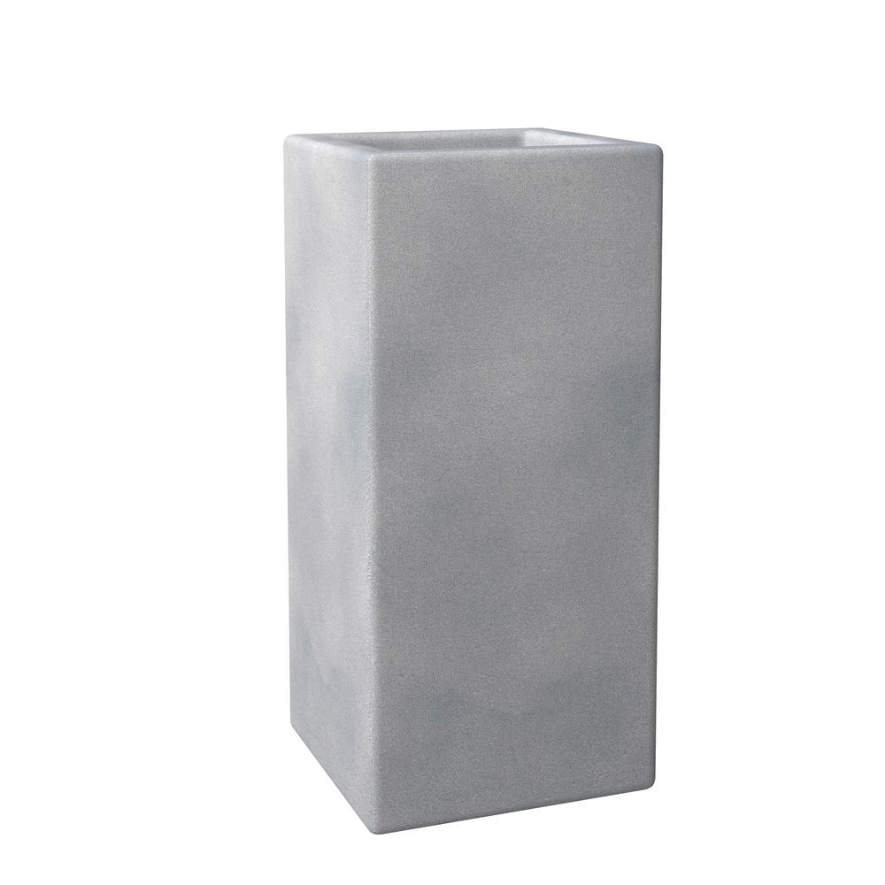 Terra Series Poly Stone Planter in Aged Concrete 15" x 15" 31.5" High
