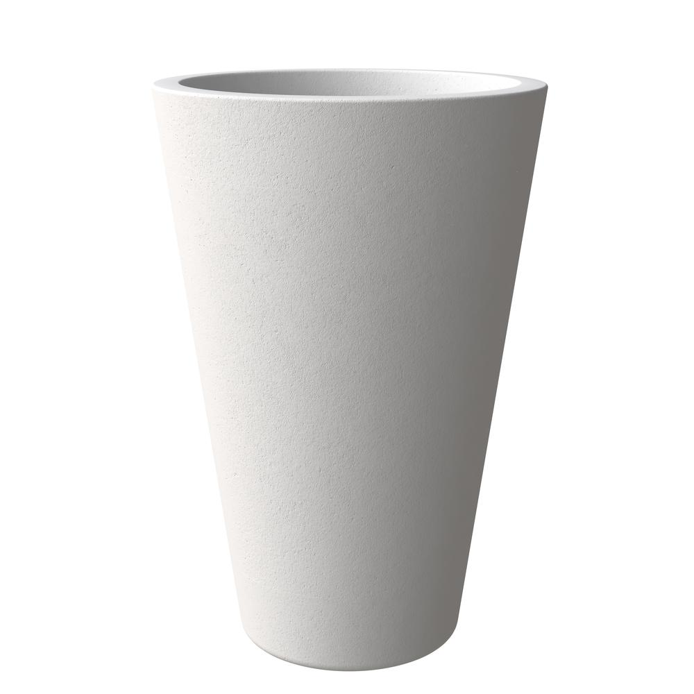 Pebble Series Poly Stone Planter 23.6." Dia 31.5" High in White