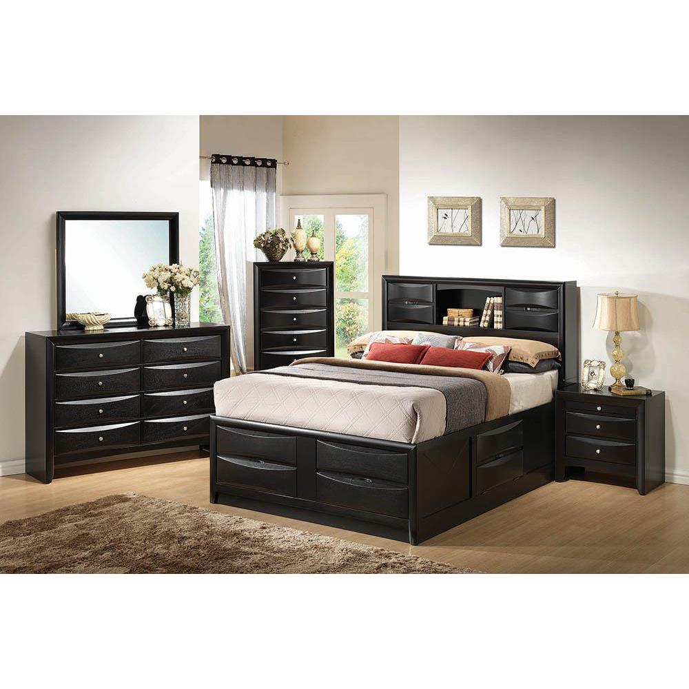 Briana Wood Eastern King Storage Bookcase Bed Black