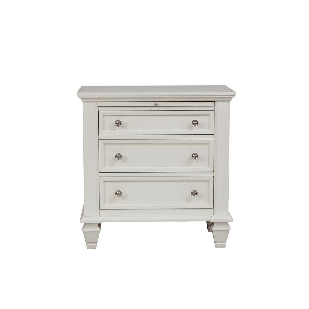 Sandy Beach 3-drawer Nightstand Cream White