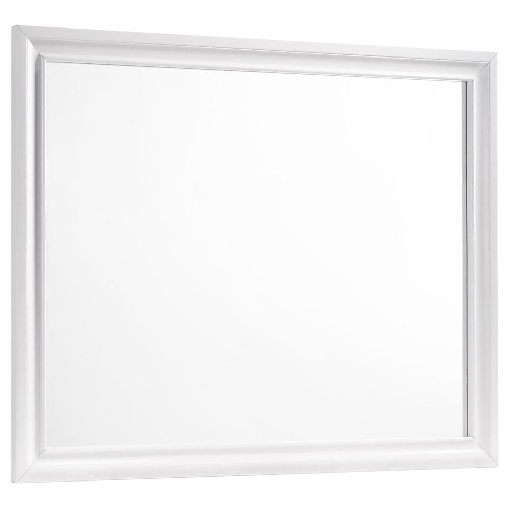 Barzini White Beveled Dresser Mirror – Contemporary Rectangular Bedroom Accent