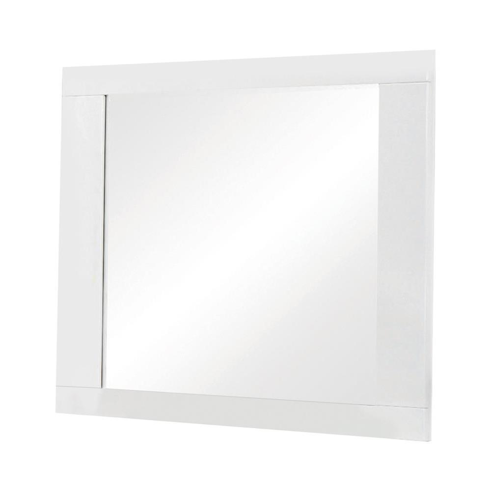 Felicity White High Gloss Dresser Mirror with Modern Rectangular Frame