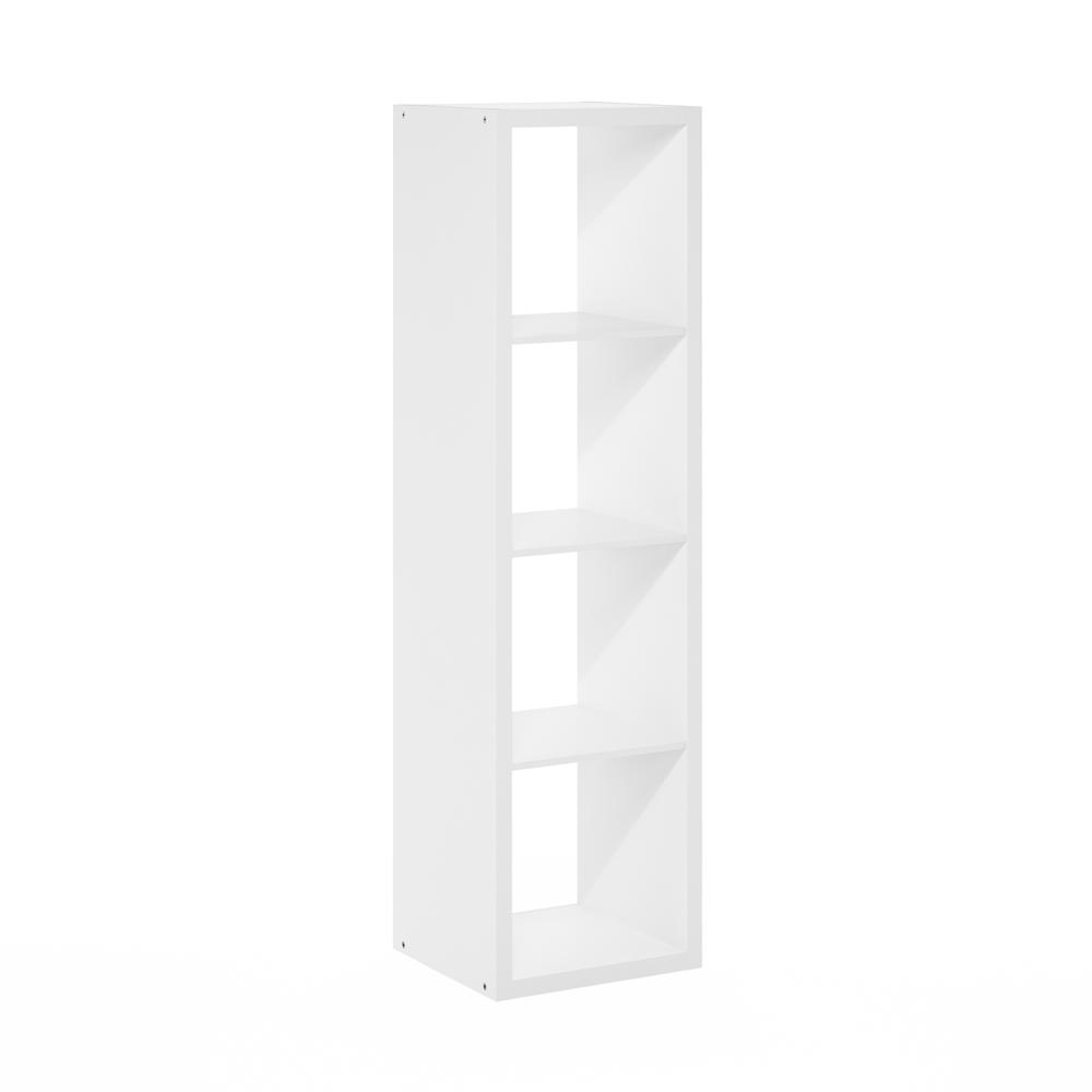 Cubicle Open Back Decorative Vertical Cube Storage Organizer – 4-Cube Standing Shelf (White)