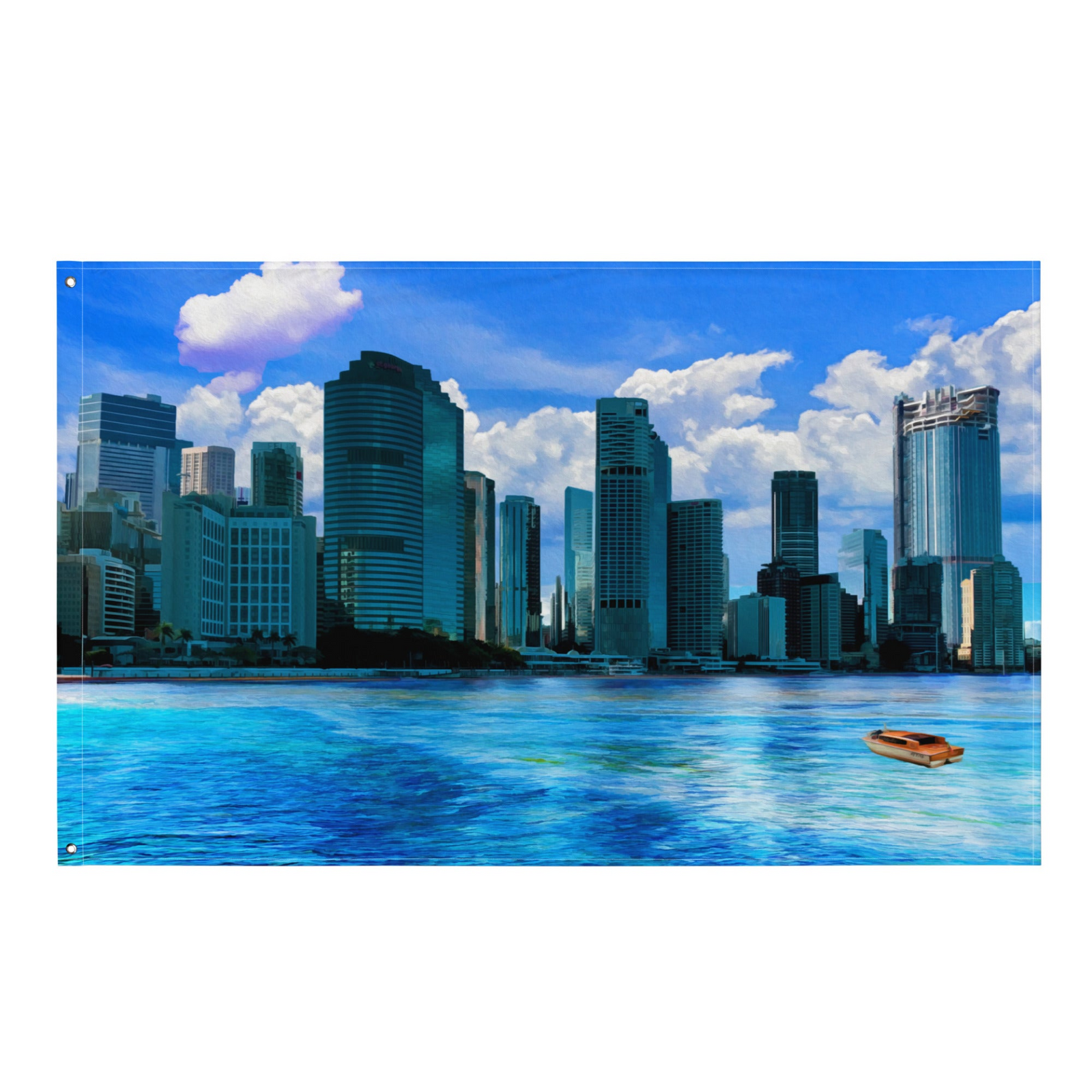 Brisbane Riverside Wall Tapestry – 100% Polyester Cityscape Wall Hanging