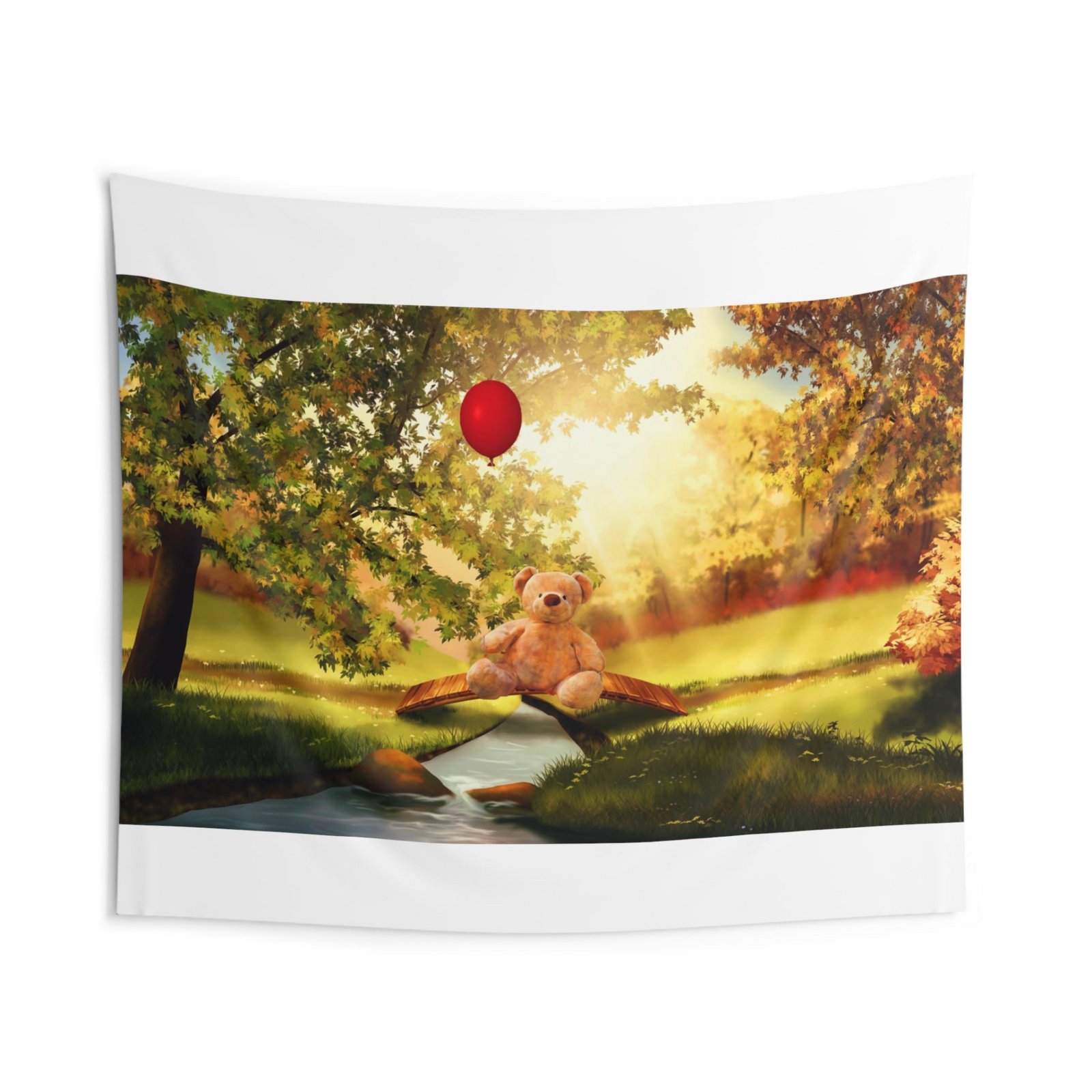 Teddy Bear Wall Tapestry – Soft-Themed 100% Polyester Decorative Wall Tapestry