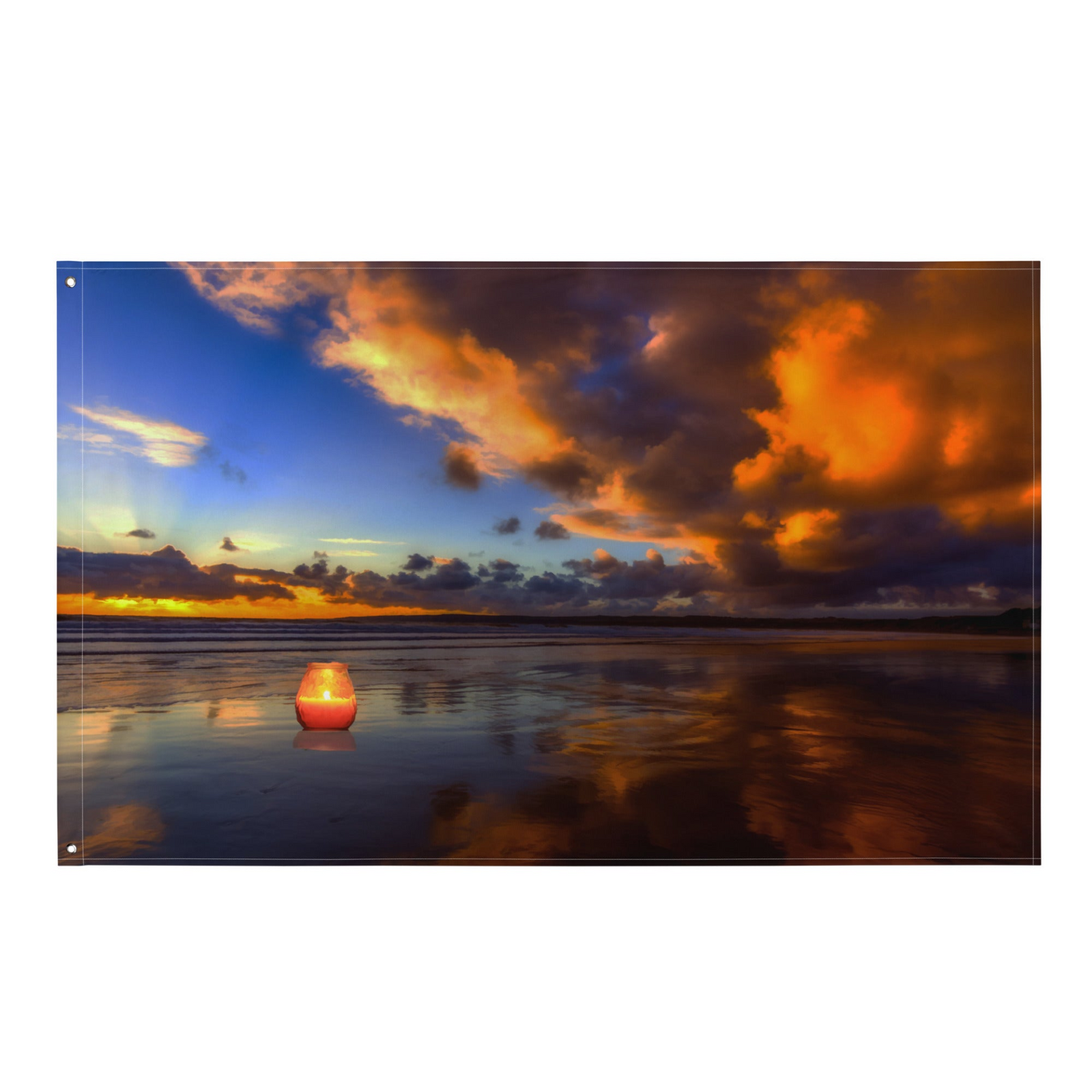 Ocean Sunset Painting Wall Tapestry – Coastal Polyester Flag Wall Hanging