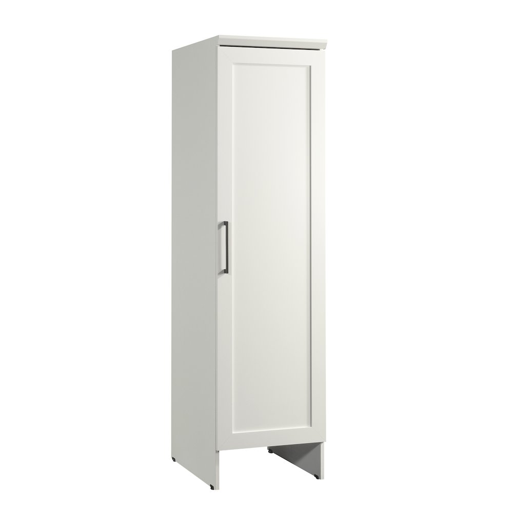 Kitchen Pantry Storage Cabinet, Single Door, Adjustable Shelves, in Soft White