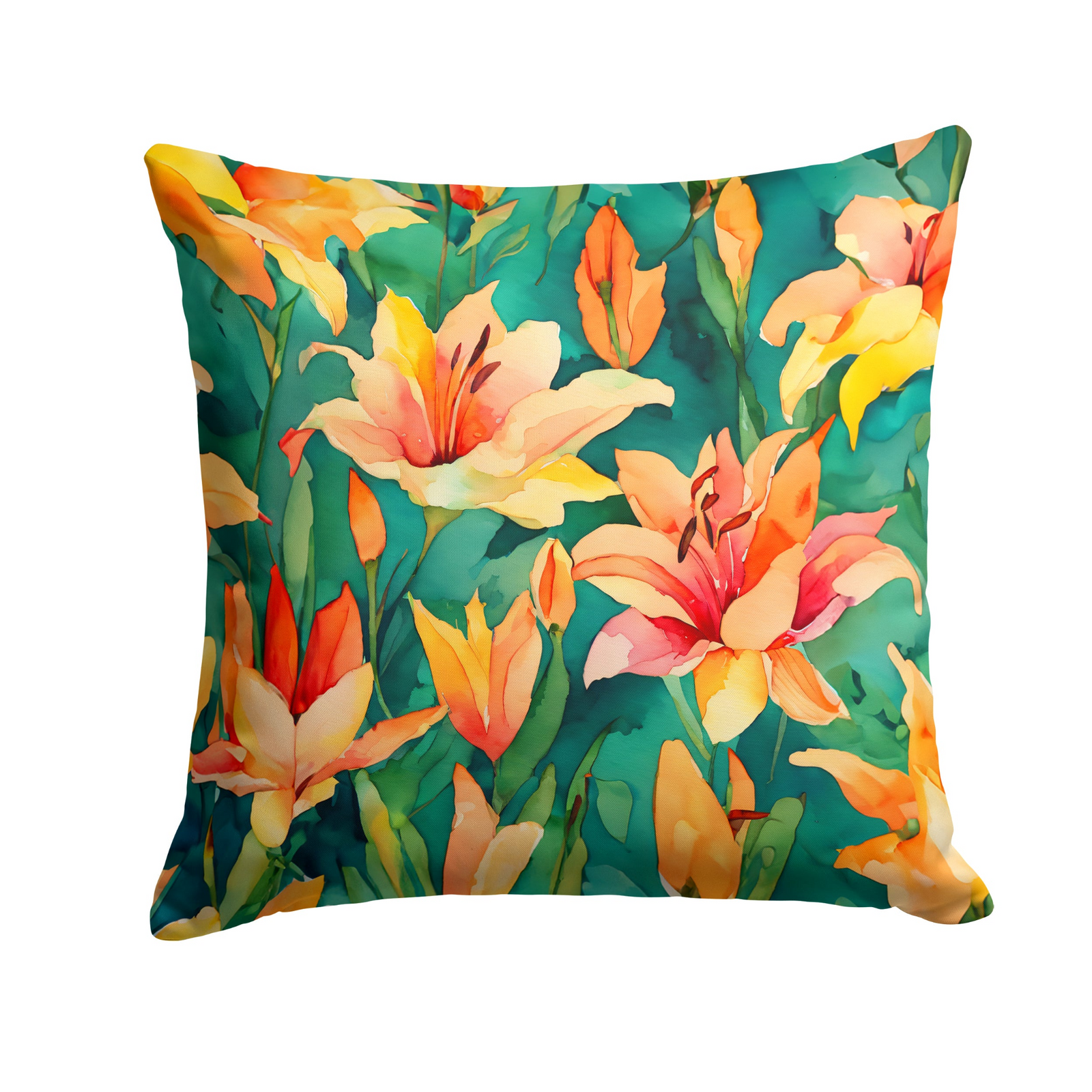 Lilies in Watercolor Throw Pillow