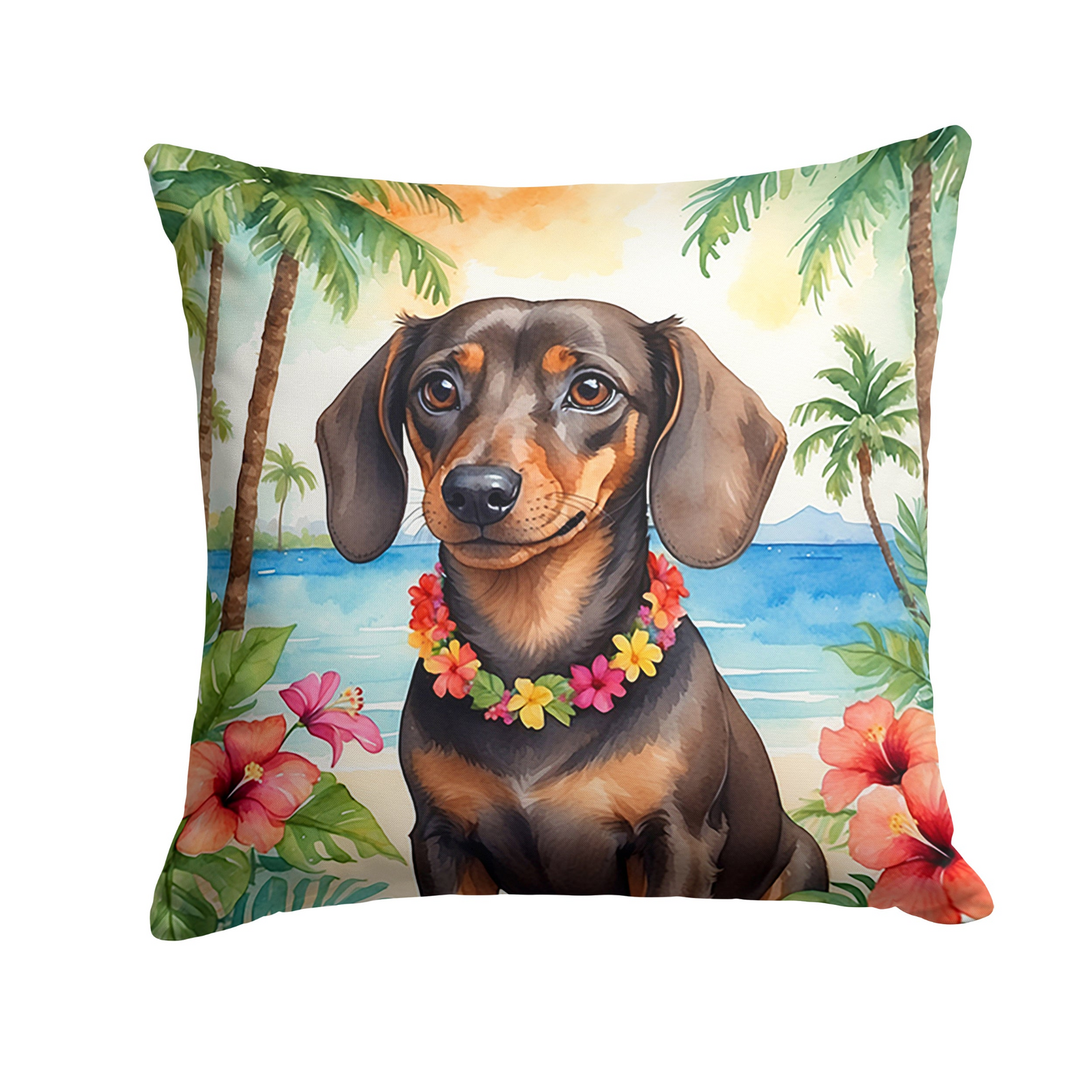 Dachshund Luau Throw Pillow