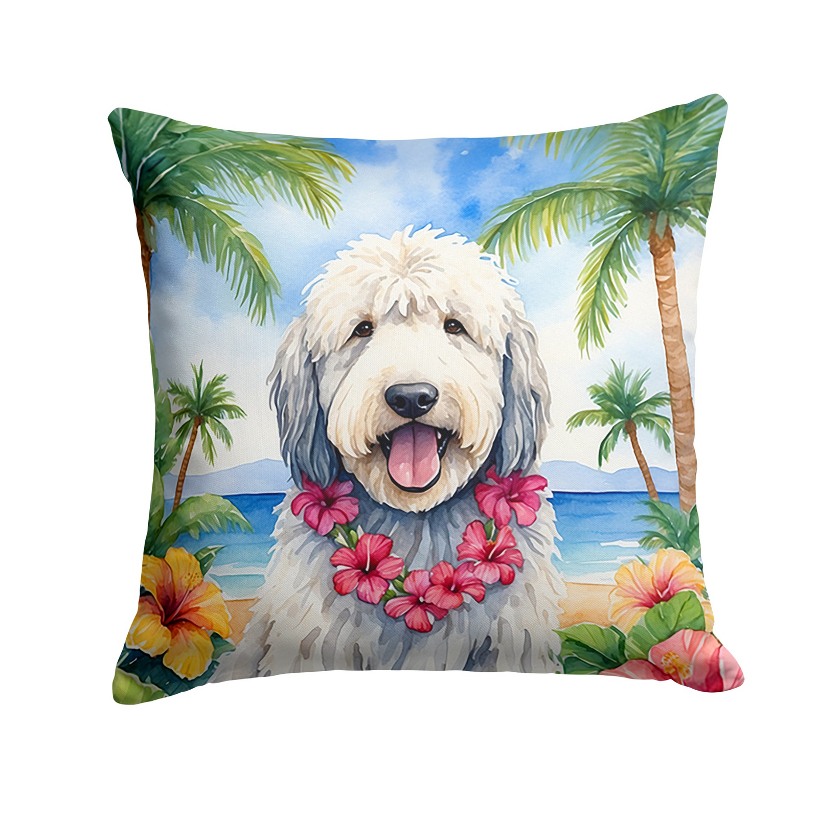 Komondor Luau Throw Pillow