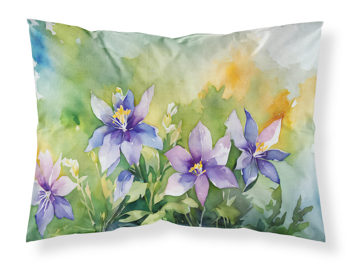 Colorado Rocky Mountain Columbine in Watercolor Standard Pillowcase