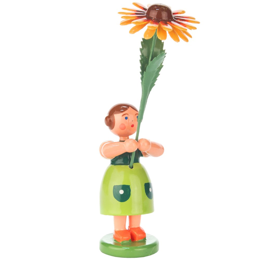 Dregeno Easter Figurine - Girl holding a large blanket flower - made in Germany 1.25