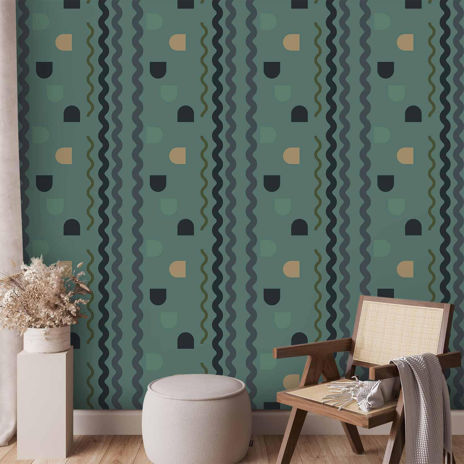 Premium Fade-Resistant Mint Wave Wallpaper