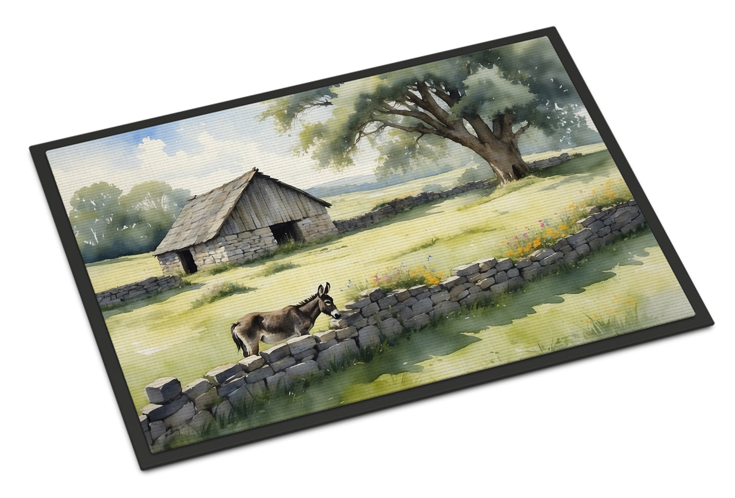 Donkey by the Stone Wall Doormat