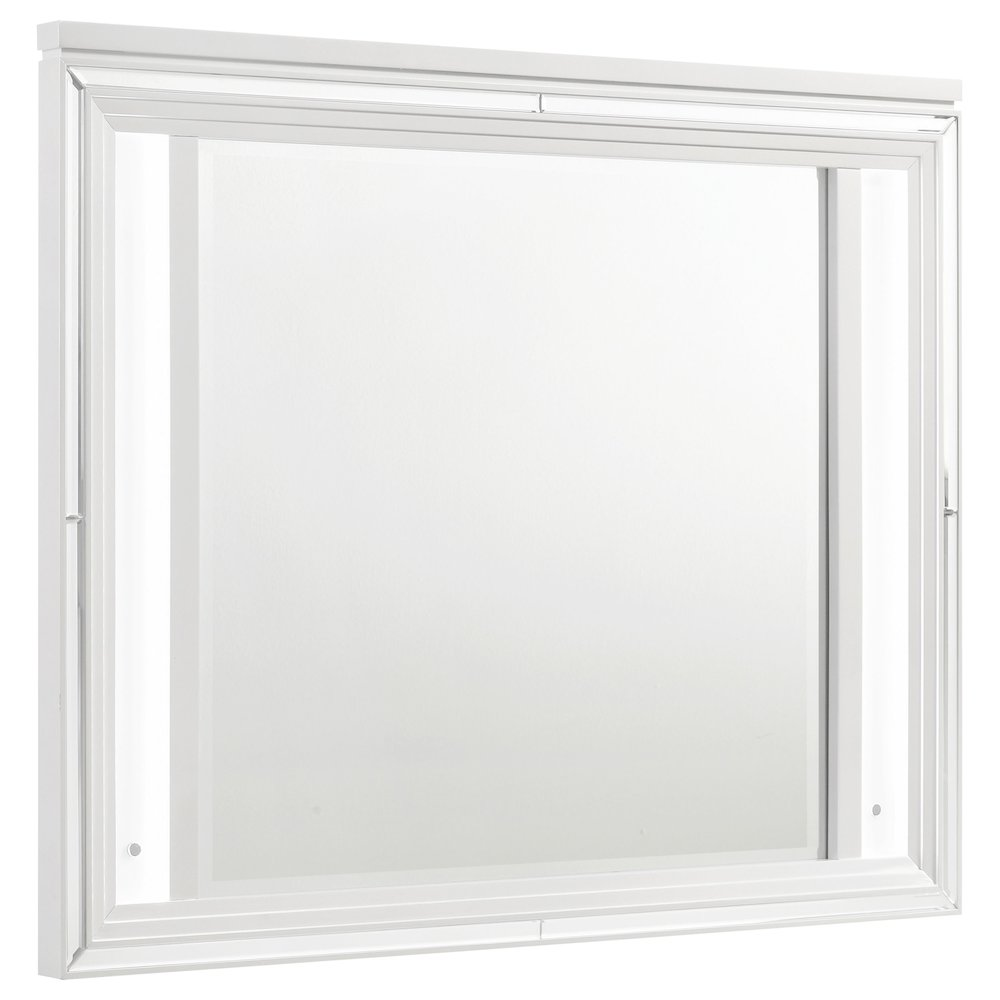 Marmore LED Dresser Mirror in White – Modern Italian Framed Mirror with Touch Lighting