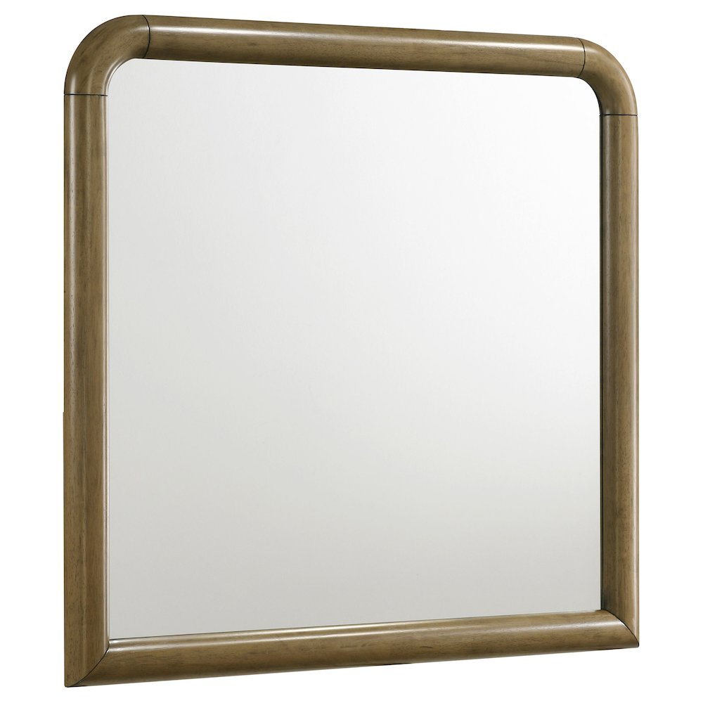 Amsbury Nutmeg Dresser Mirror – Rounded Frame Accent in Warm Wood Finish