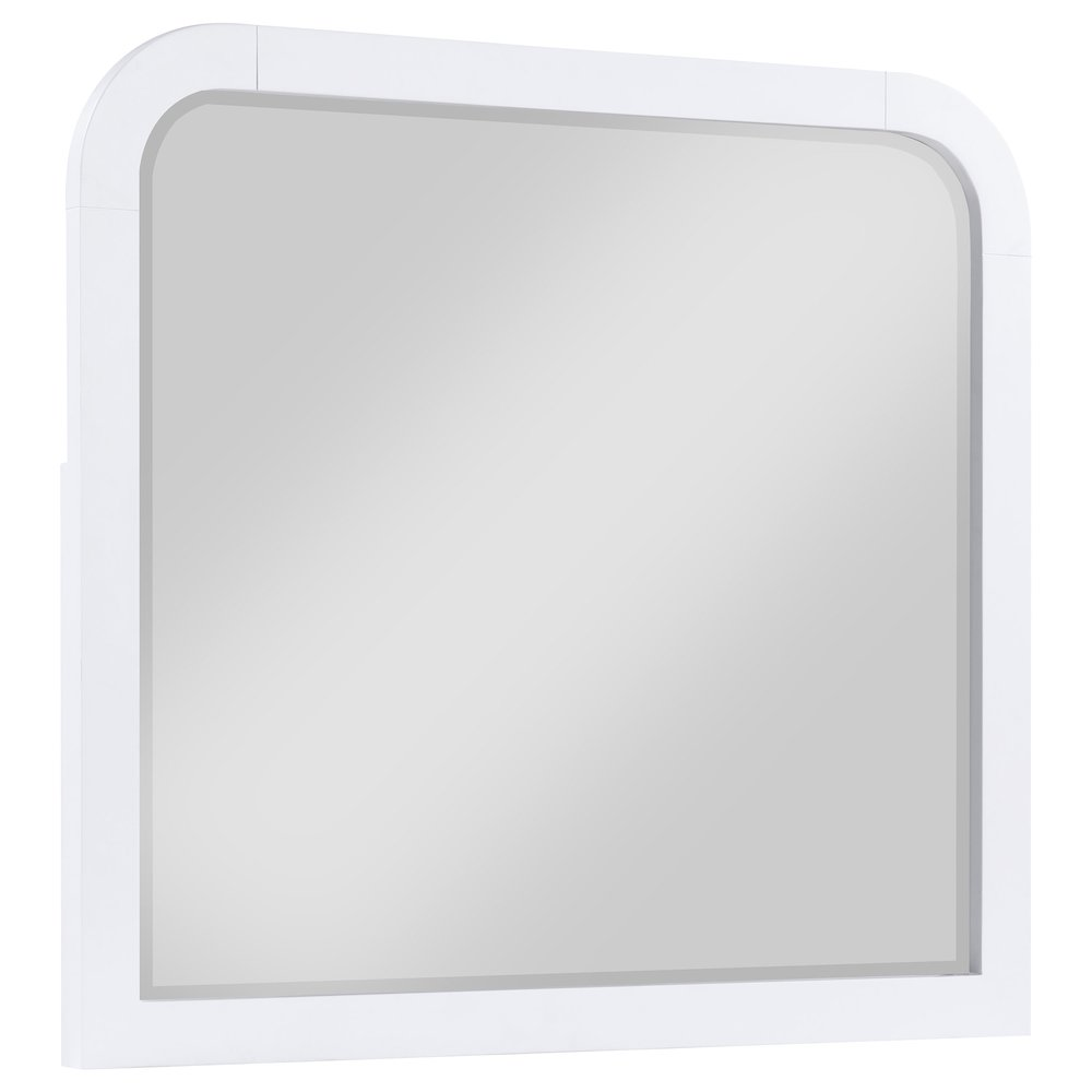 Anastasia Pearl White Dresser Mirror with Beveled Glass