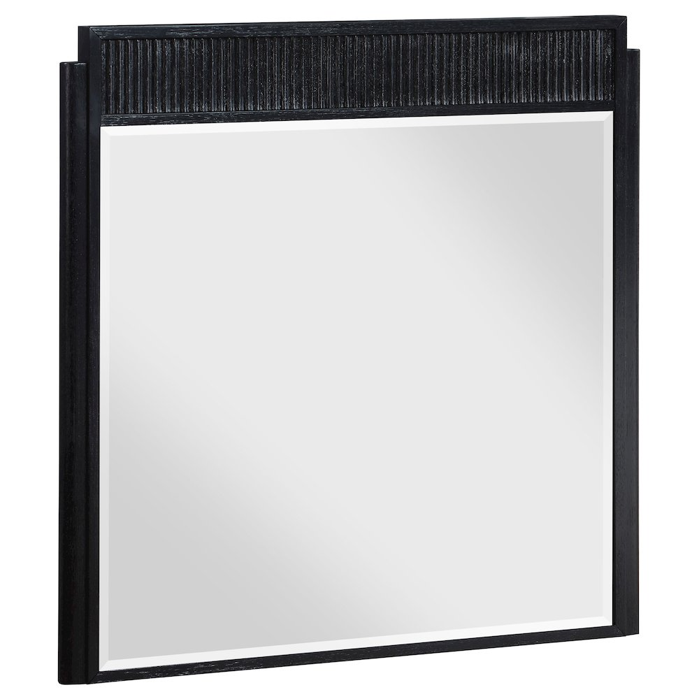 Brookmead Black Dresser Mirror – Wire-Brushed Frame with Fluted Detail