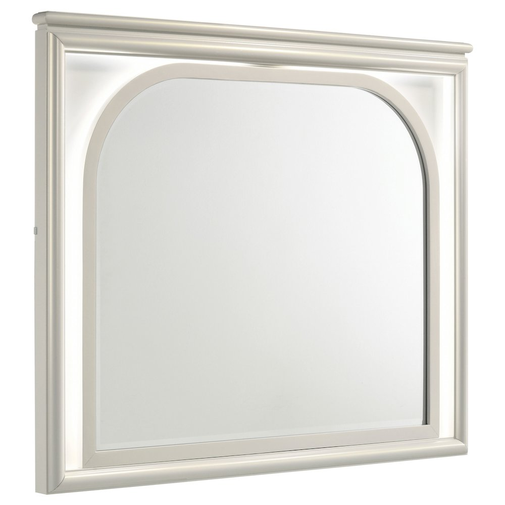 Olivia LED Dresser Mirror with Touch Lighting – Pearl White