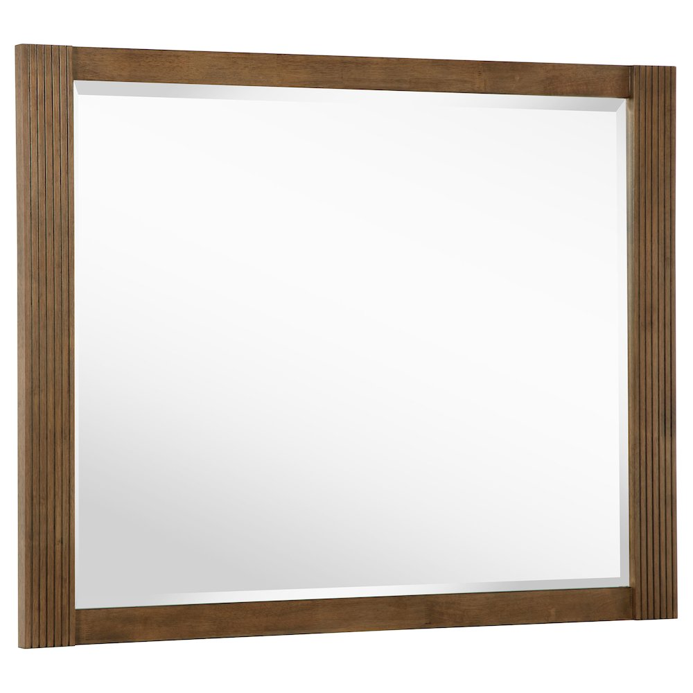 Terrace Ash Brown Dresser Mirror with Fluted Frame and Beveled Glass