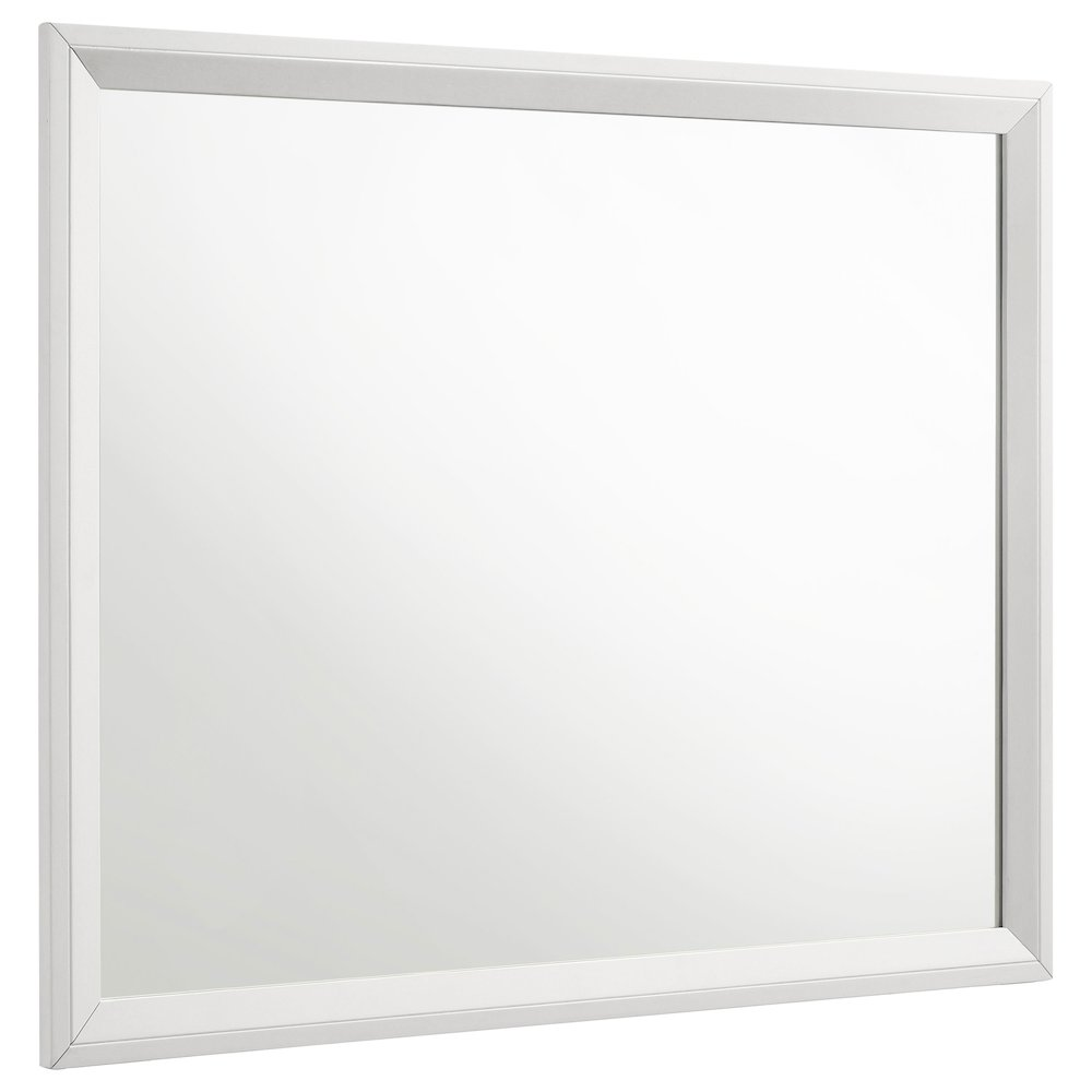 Sonora White Modern Framed Dresser Mirror with Flat Glass