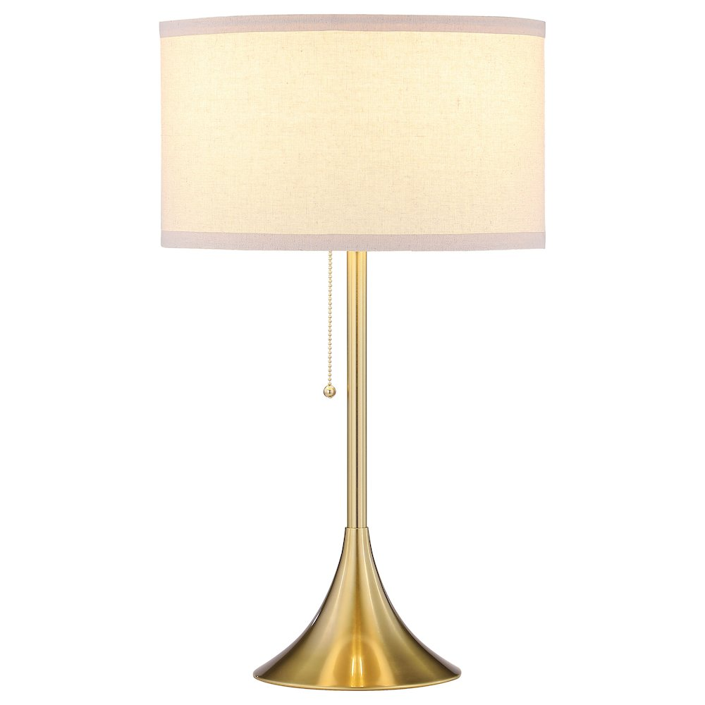 Elmira 24" Gold Metal Table Lamp with Beige Drum Shade – Modern Home Accent Lighting