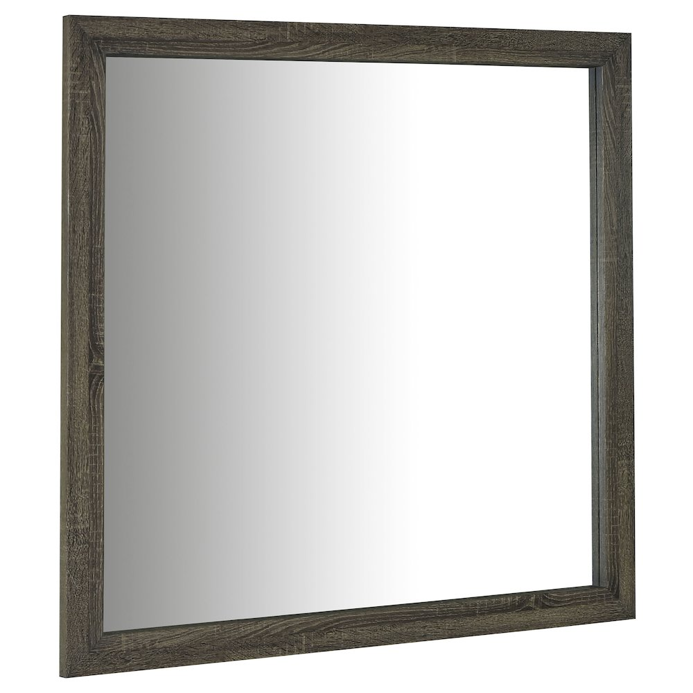 Wright Dresser Mirror in Brown Oak – Transitional Framed Bedroom Mirror with Flat Glass