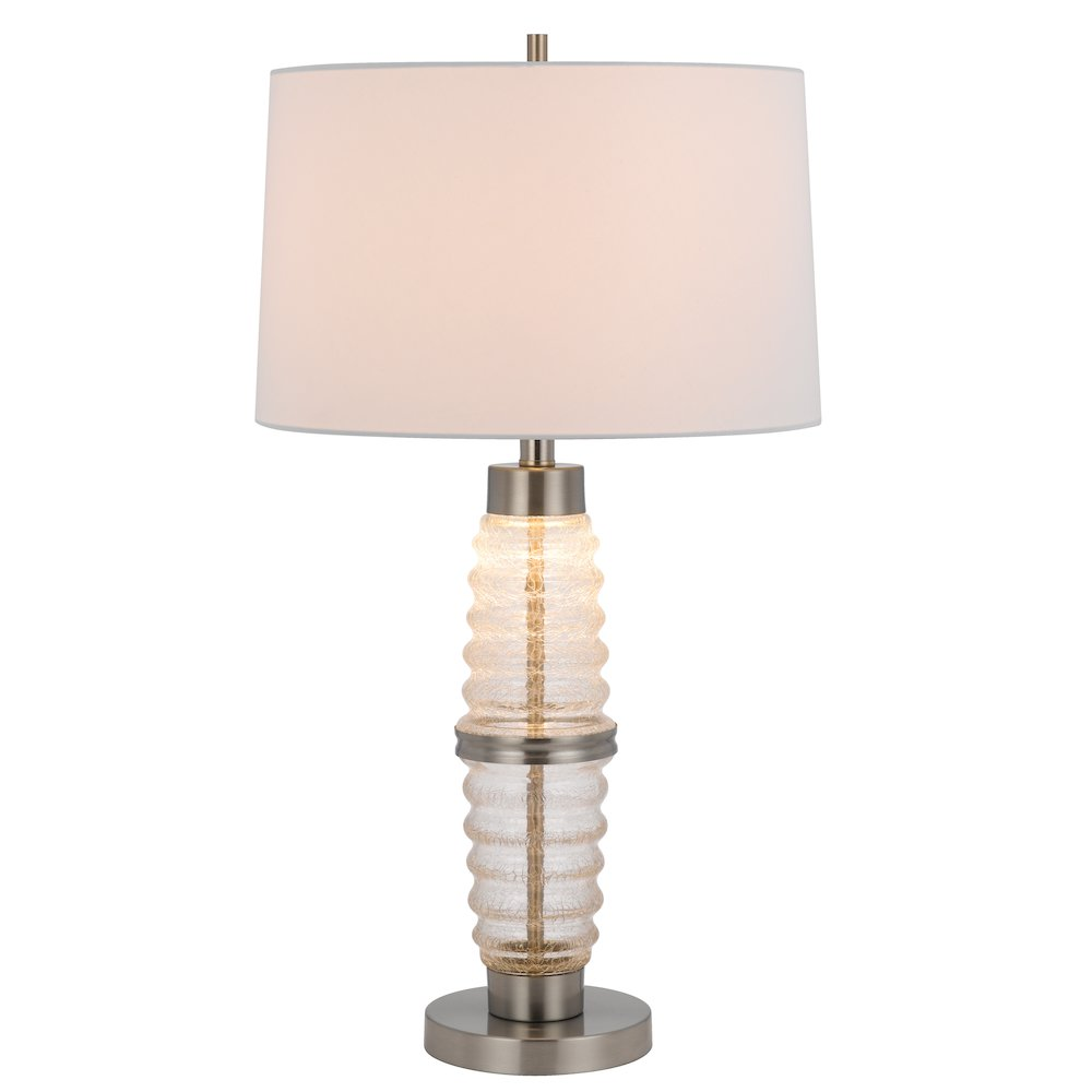Macon 3-Way Glass Table Lamp – Cylinder Style with LED Night Light, 100W
