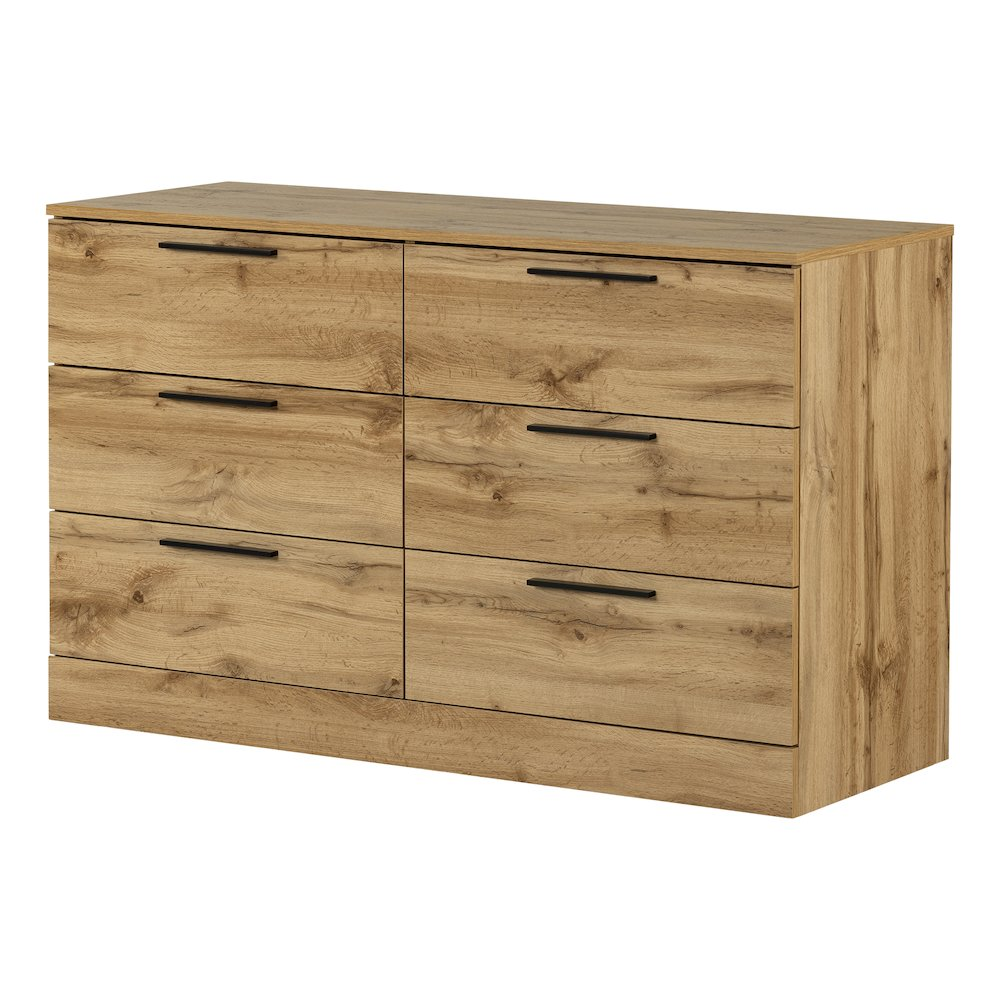 Step One Essential 6-Drawer Dresser in Nordik Oak – Modern Bedroom Storage with Metal Drawer Slides