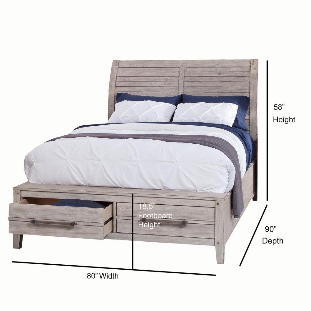 Aurora King Sleigh Bed - With Storage Footboard - Whitewash